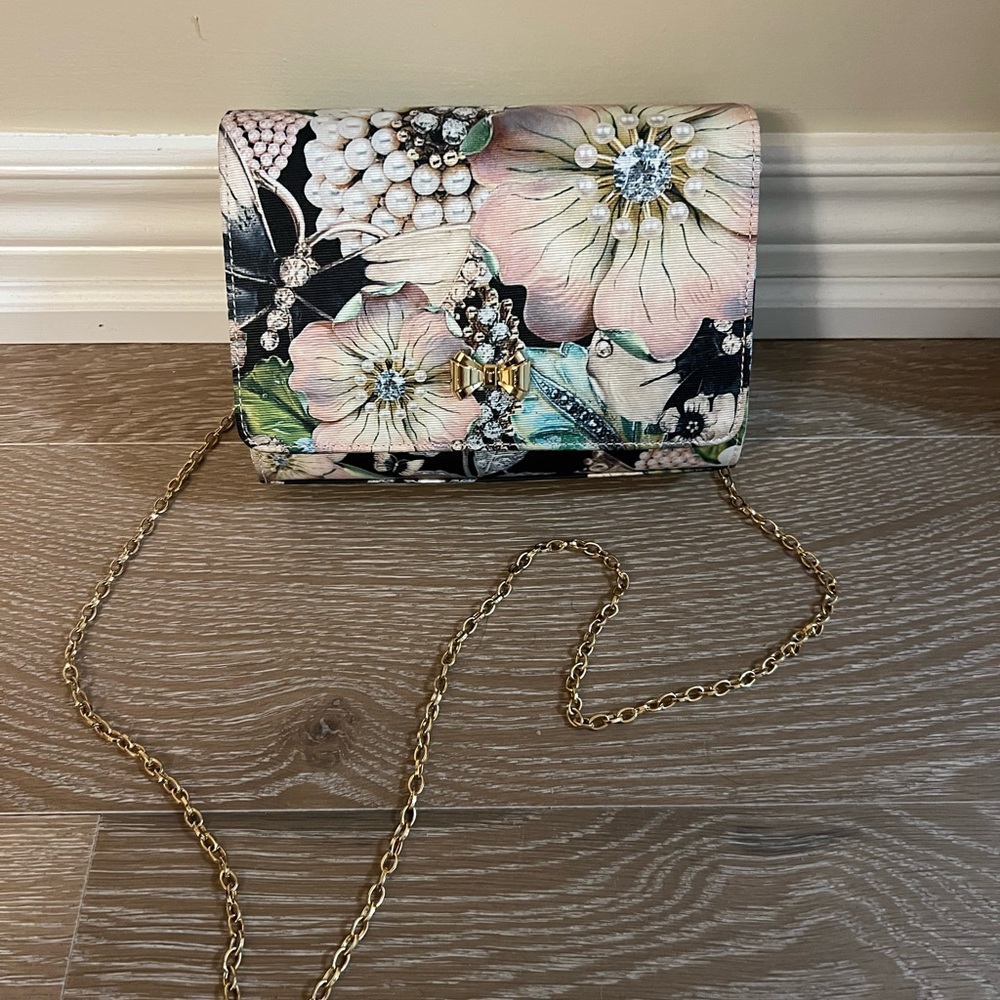 Ted Baker London Floral Clutch with Gold Chain
